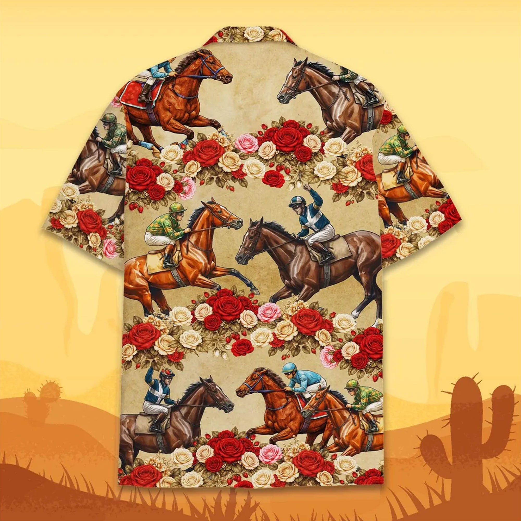 Tropical Floral Horse Racing Hawaiian Shirt, Funny Horse Lover Aloha Shirt for Men & Women