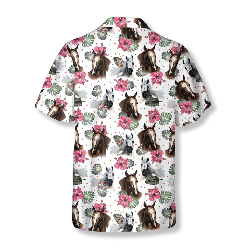 Horse Heads Floral Hawaiian Shirt, Horse Lover Aloha Shirt for Men