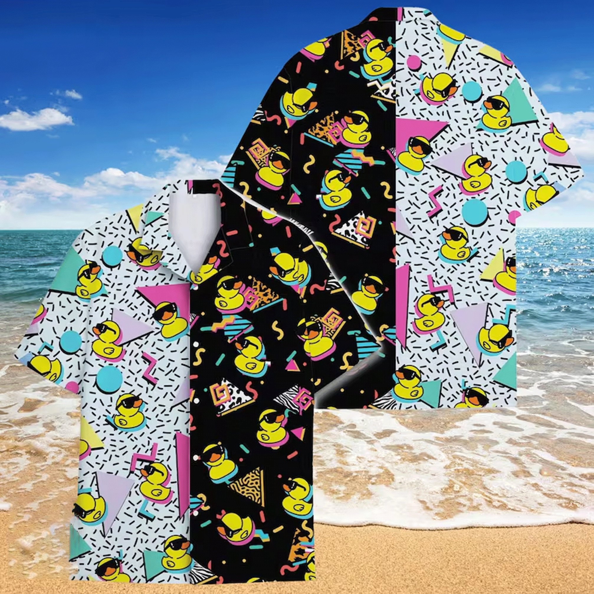 Funny Retro Duck Hawaiian Shirt  Aloha Button Down Summer Beach Outfit That Gets Compliments