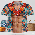 Funny ABS Hawaiian Shirt  Six Pack Illusion Aloha Button Down Summer Beach Outfit That Gets Laughs