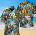 Funny Bear Camping Hawaiian Shirt  “Camping Without Beer Is Just Sitting” Aloha Button Down Summer Drinking Outfit