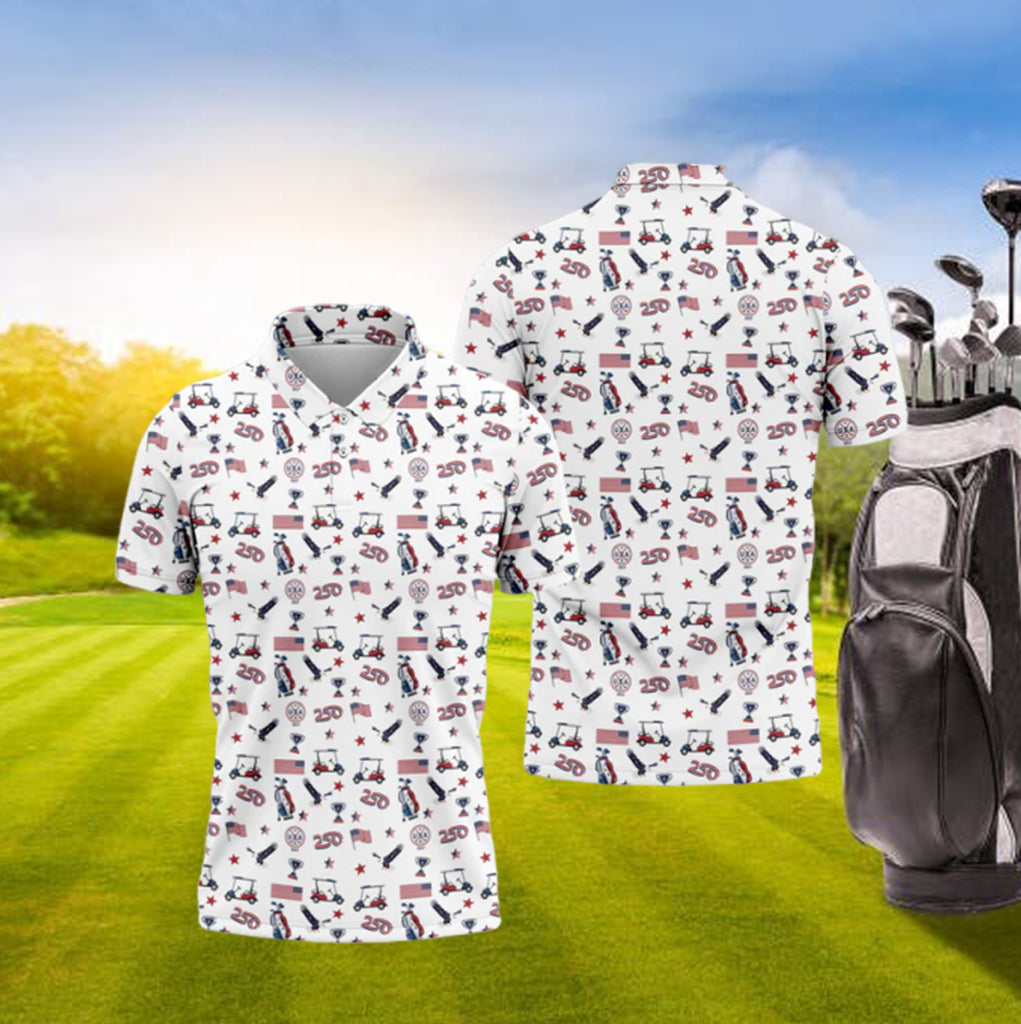 250 Years Patriotic Golf Polo Shirt for Men, 1776–2026 USA 250th Anniversary Golf Shirt, 4th of July Golf Shirt, American Flag Golf Polo, Patriotic Golf Shirt for Men