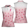Golf Against Cancel Pink Women's Polo Shirt – Funny Pink Golf Shirt for Women, Cute Golf Outfit, Breast Cancer Awareness Golf Top