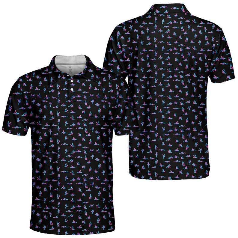 Funny Golf Polo Shirt for Men, Lightweight Short Sleeve Button-Up Golf Shirt, Summer Golf Shirt for Golf Lovers