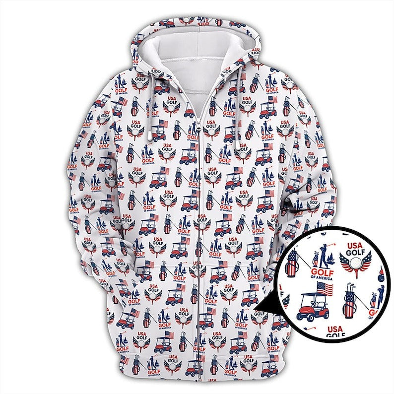 American Golf Shirt for Men, USA Flag Golf Polo, America 250th Anniversary Patriotic Golf Shirt, Gift for Golf Lovers