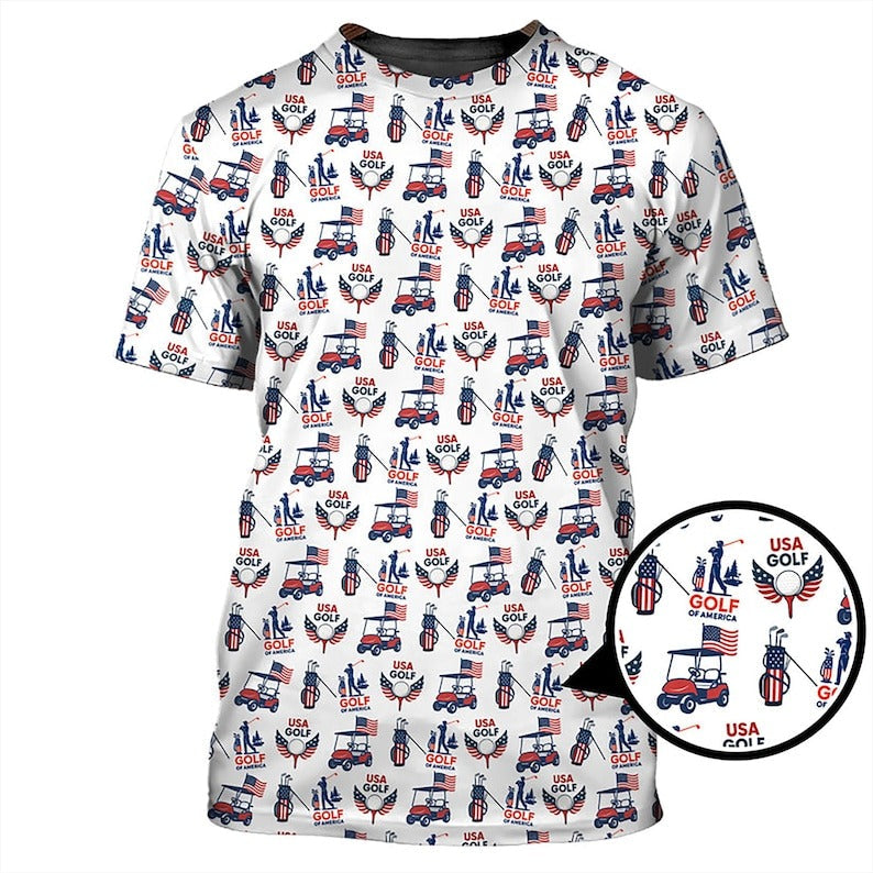 American Golf Shirt for Men, USA Flag Golf Polo, America 250th Anniversary Patriotic Golf Shirt, Gift for Golf Lovers