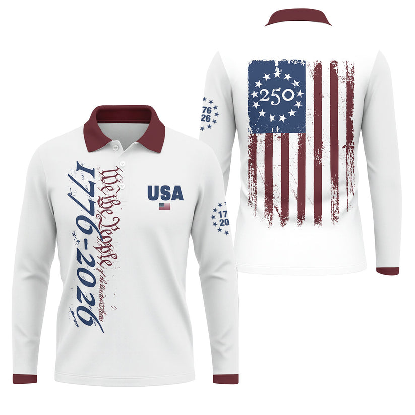 USA 250th Anniversary Polo Shirt, 4th of July Polo, Independence Day Patriotic Apparel